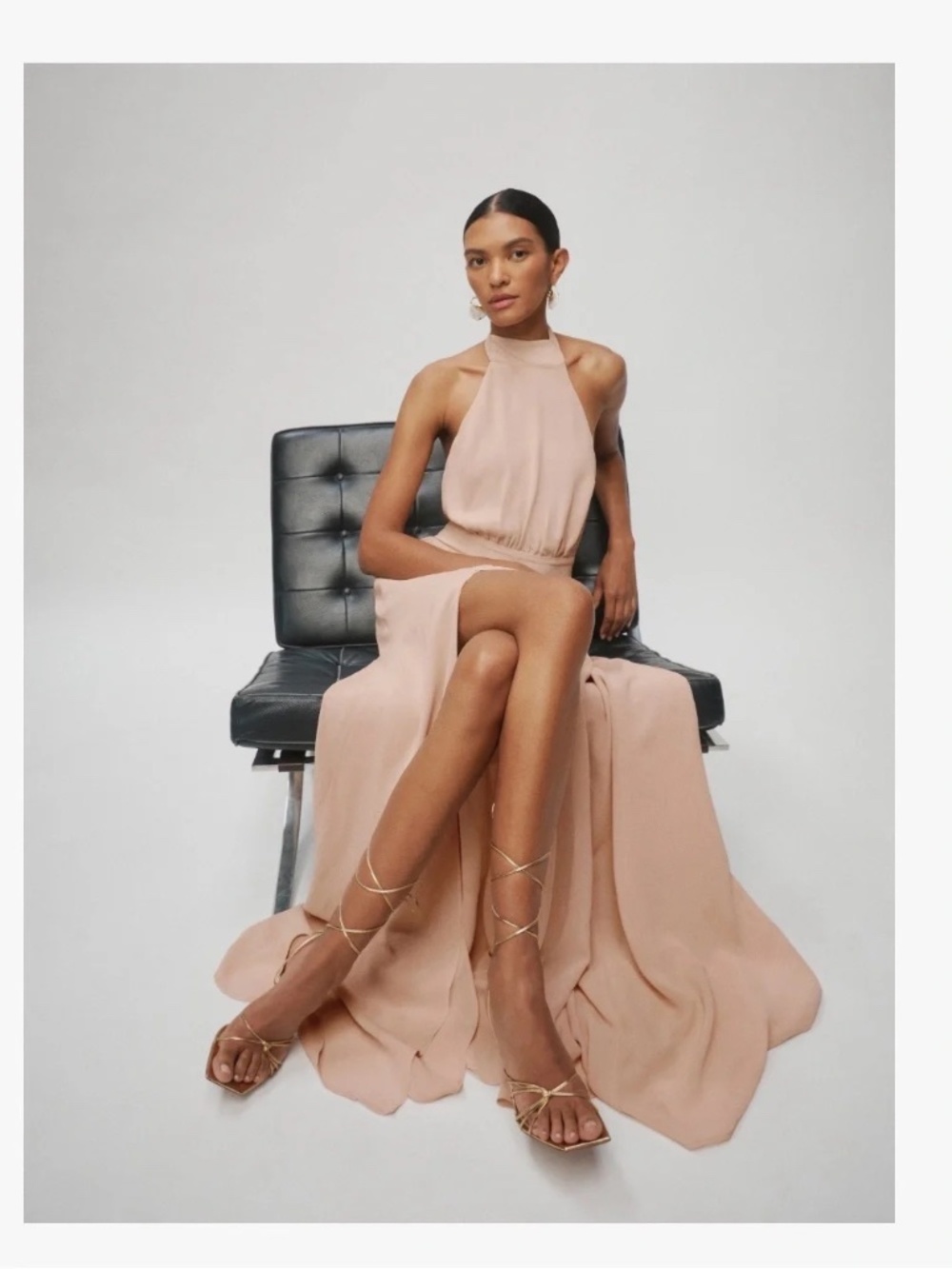 Reformation Andalee Halter Neck Blush Maxi Dress Size 0